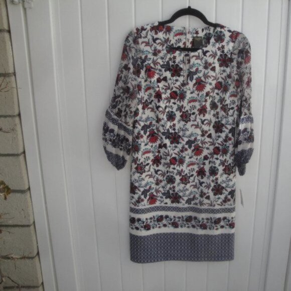 Taylor Shift Dress Size 6 NEW Floral Print Knit with Sheer Sleeves Grannycore - Picture 1 of 3